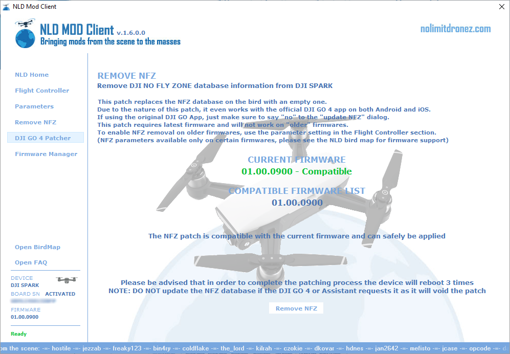 stadig nederdel honning NFZ Patch for the latest firmware on supported drones-nolimitdronez.com